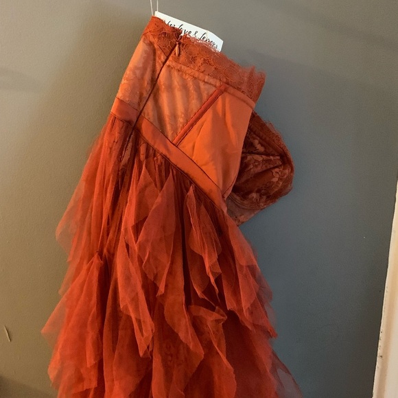 For love & lemons x revolve bustier gown in rust maxi ruffle lace fairy dress - Picture 8 of 8